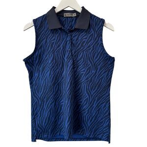 G/FORE Golf Polo Shirt Tank Medium All Over Animal Print Sleeveless Performance